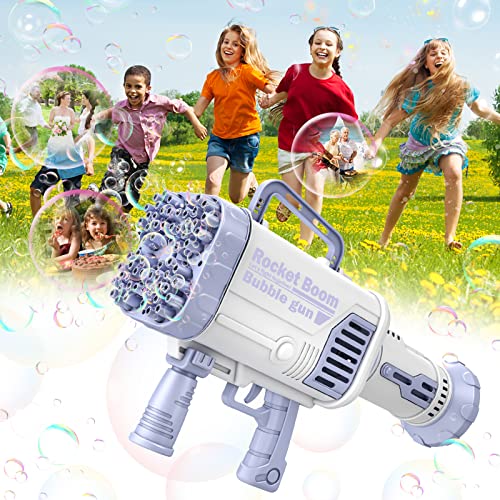 Rechargeable Bazooka Bubble Gun Wtih LED Lights By Zayraz 64 Holes Bazooka Bubble Gun for Adults & Kids