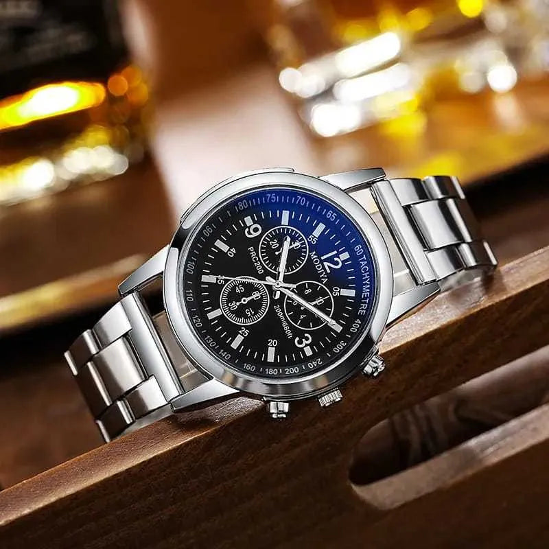 Pack of 2 Classic Luxury Watch for Men / Boys With Silver Hand/Wrist Bracelet Chain