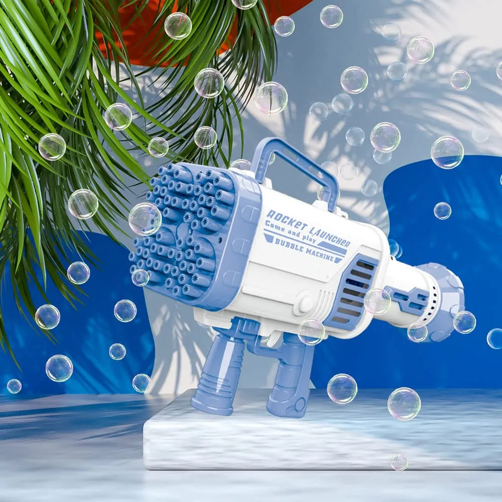 Rechargeable Bazooka Bubble Gun Wtih LED Lights By Zayraz 64 Holes Bazooka Bubble Gun for Adults & Kids